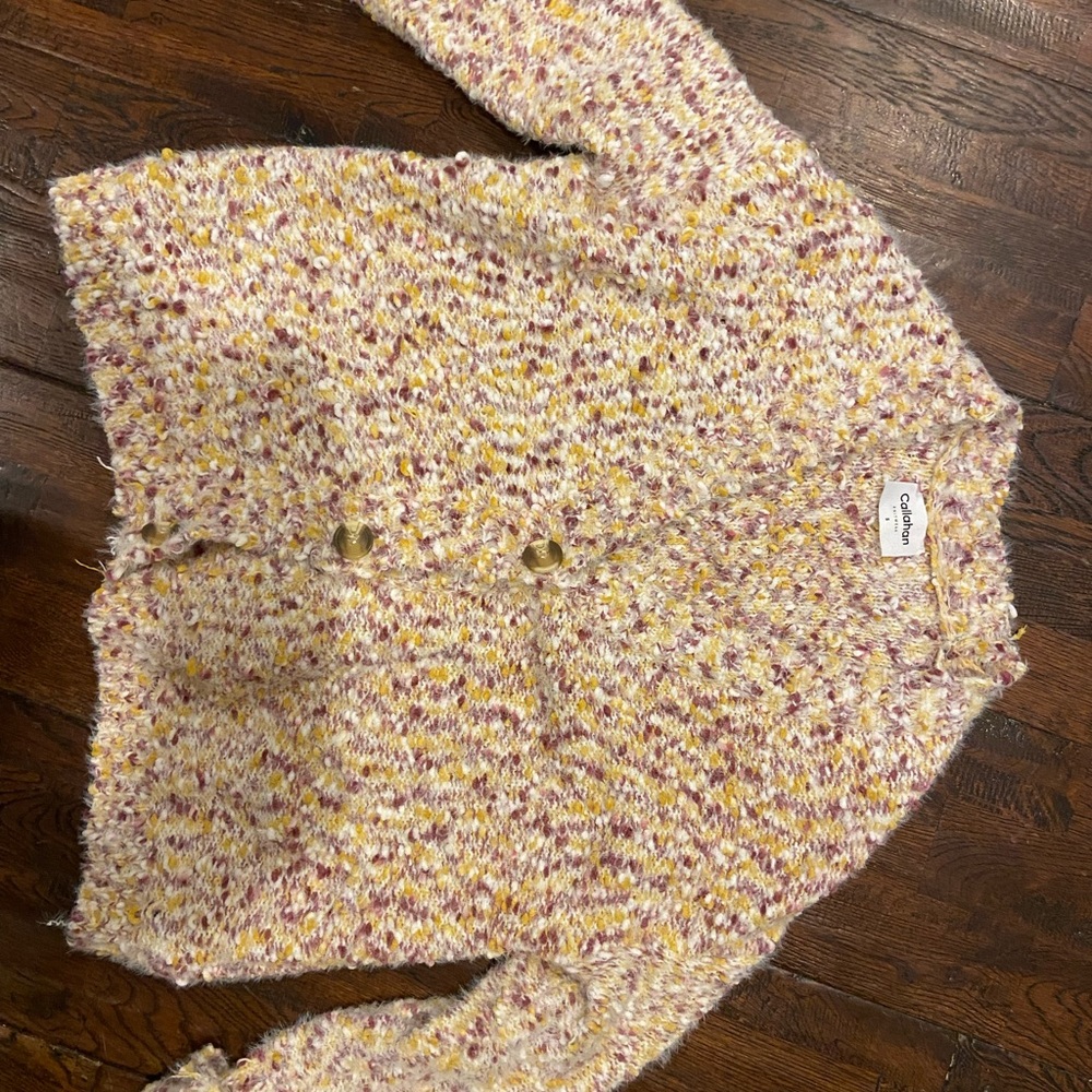 Callahan Cream and Purple Cardigan with Chunky Knit and Relaxed Fit